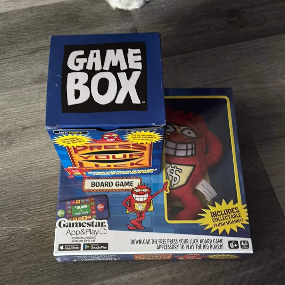 Press Your Luck board game & bonus trivia game and collectable plush whammy!